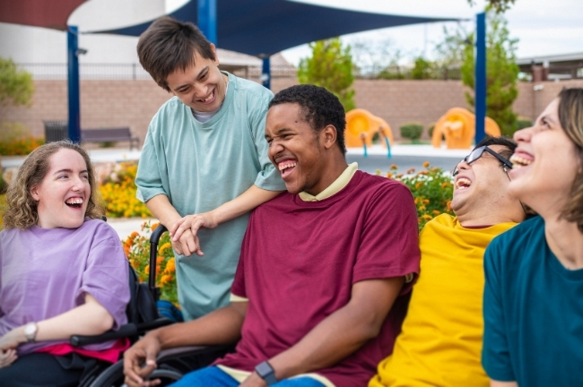 Young disabled people together, showing independence and inclusion through Direct Payments.