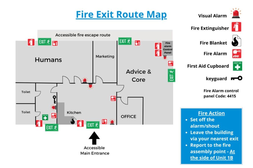Fire exit route map.